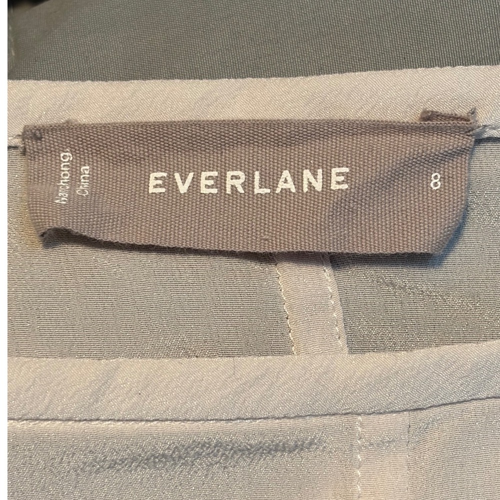 Everlane 100% Silk‎ Boatneck Long Sleeve Blouse Off White Grey Size 8 - Picture 4 of 5